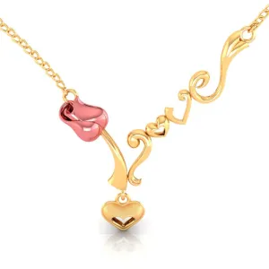 22k Yellow With Love Heart And Kalka Style Gold Necklace