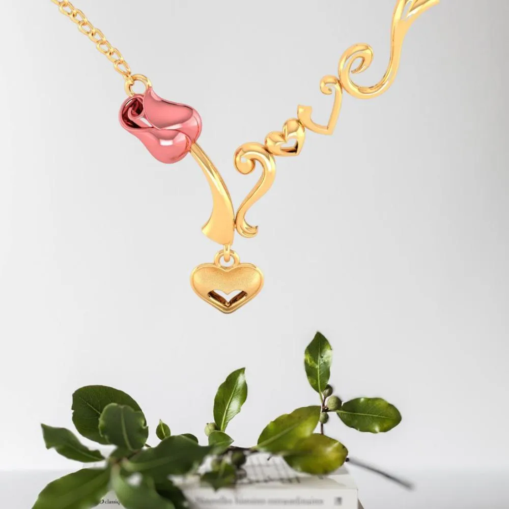 22k Yellow With Love Heart And Kalka Style Gold Necklace