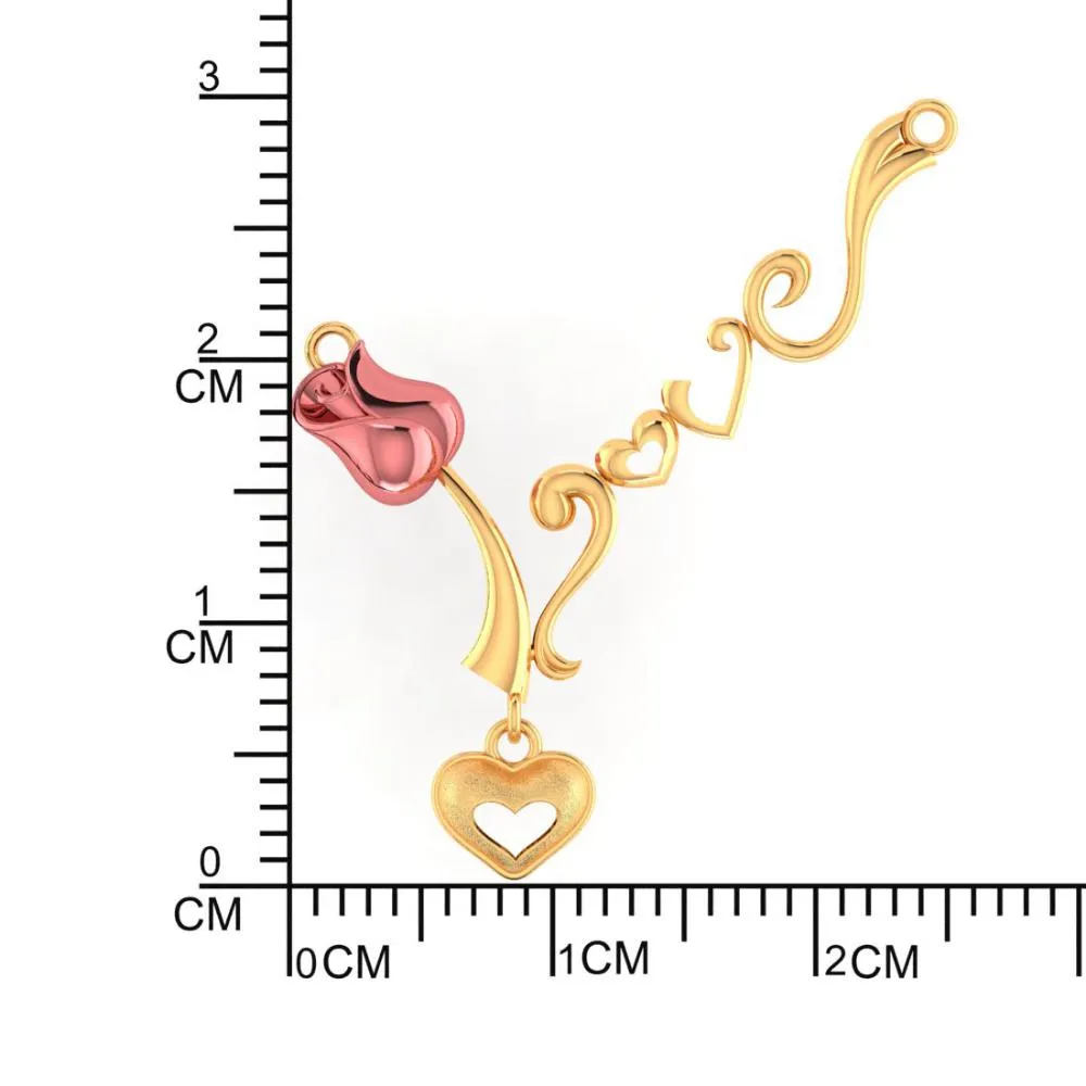 22k Yellow With Love Heart And Kalka Style Gold Necklace
