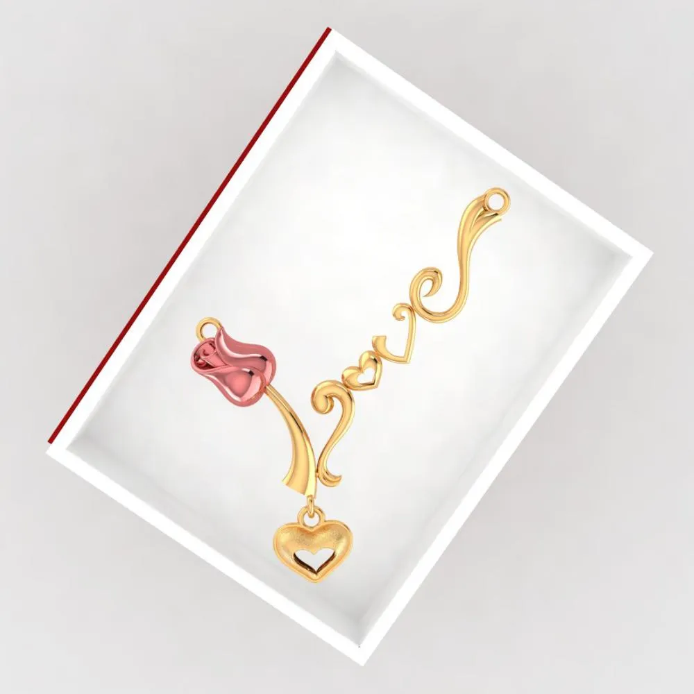 22k Yellow With Love Heart And Kalka Style Gold Necklace