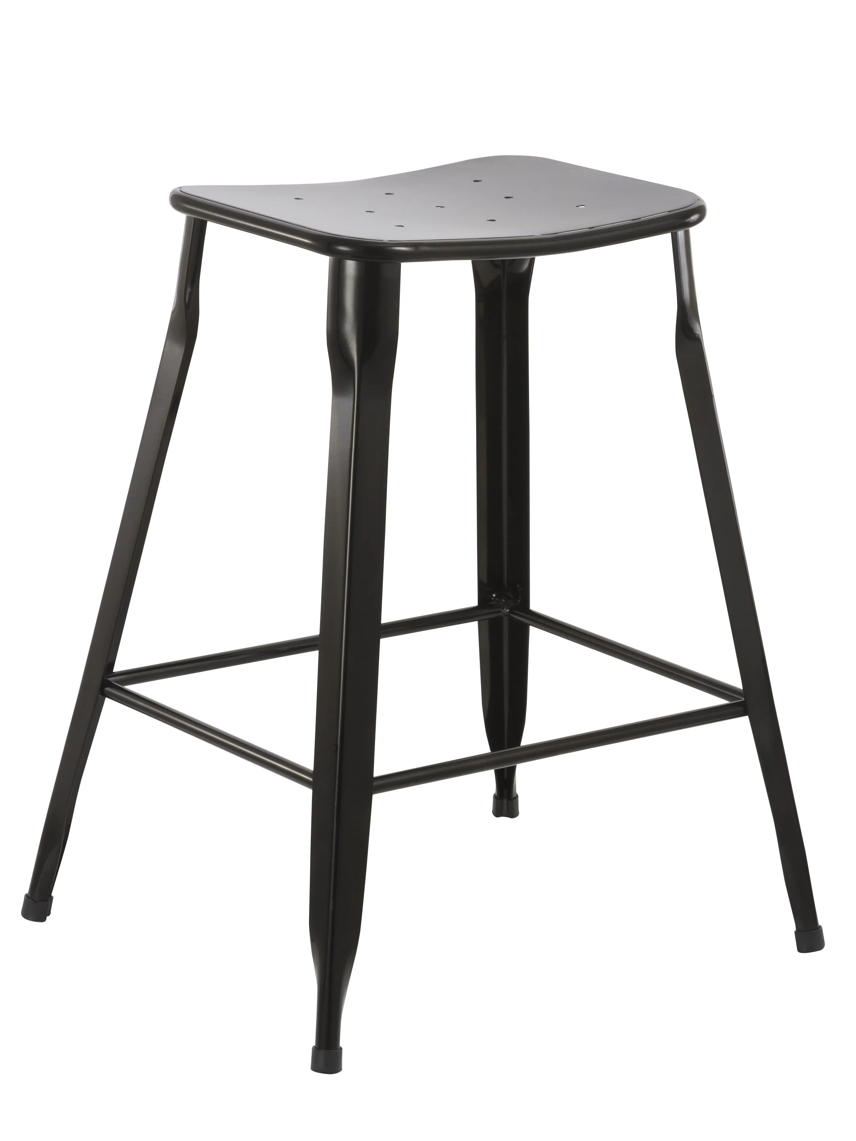 24" Industrial Metal Vintage Black Slim Backless Counter Bar Stool 4 barstools