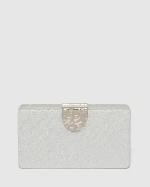 Ajala Clasp Hardcase Silver Clutch Bag