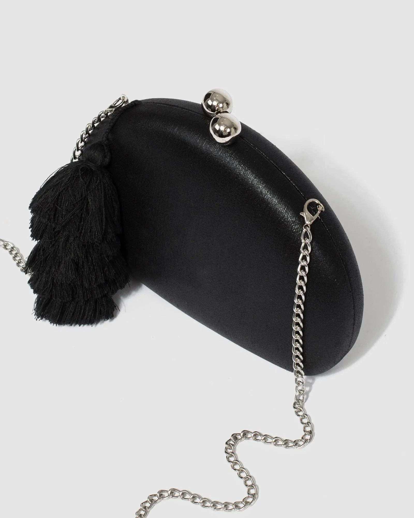 Black Jade Hardcase Tassel Clutch Bag