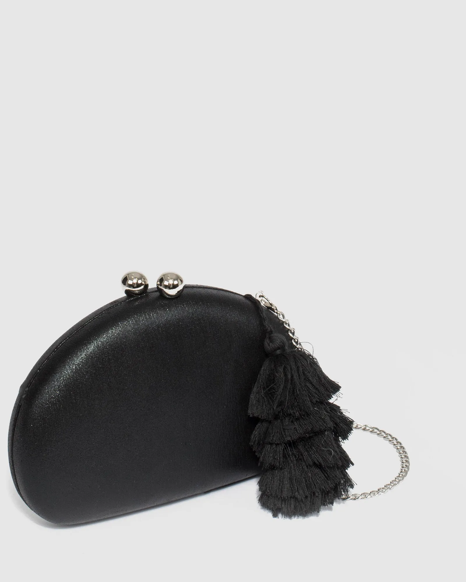 Black Jade Hardcase Tassel Clutch Bag