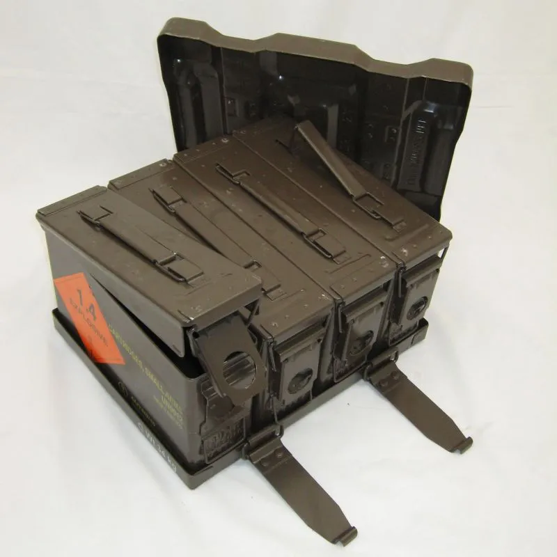 British Metal Ammo Box. Special 4-Pack   FREE Carrier. .30-Cal. Used/Graded. Brown.