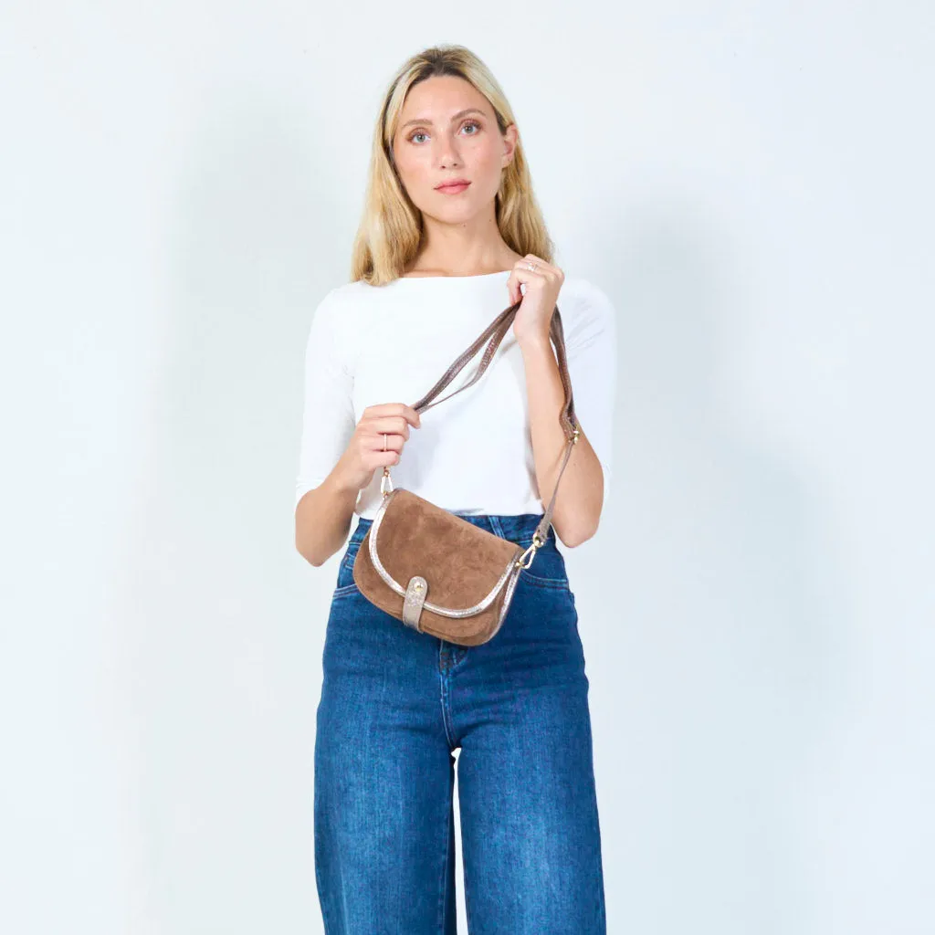 Classic suede saddle bag wholesale