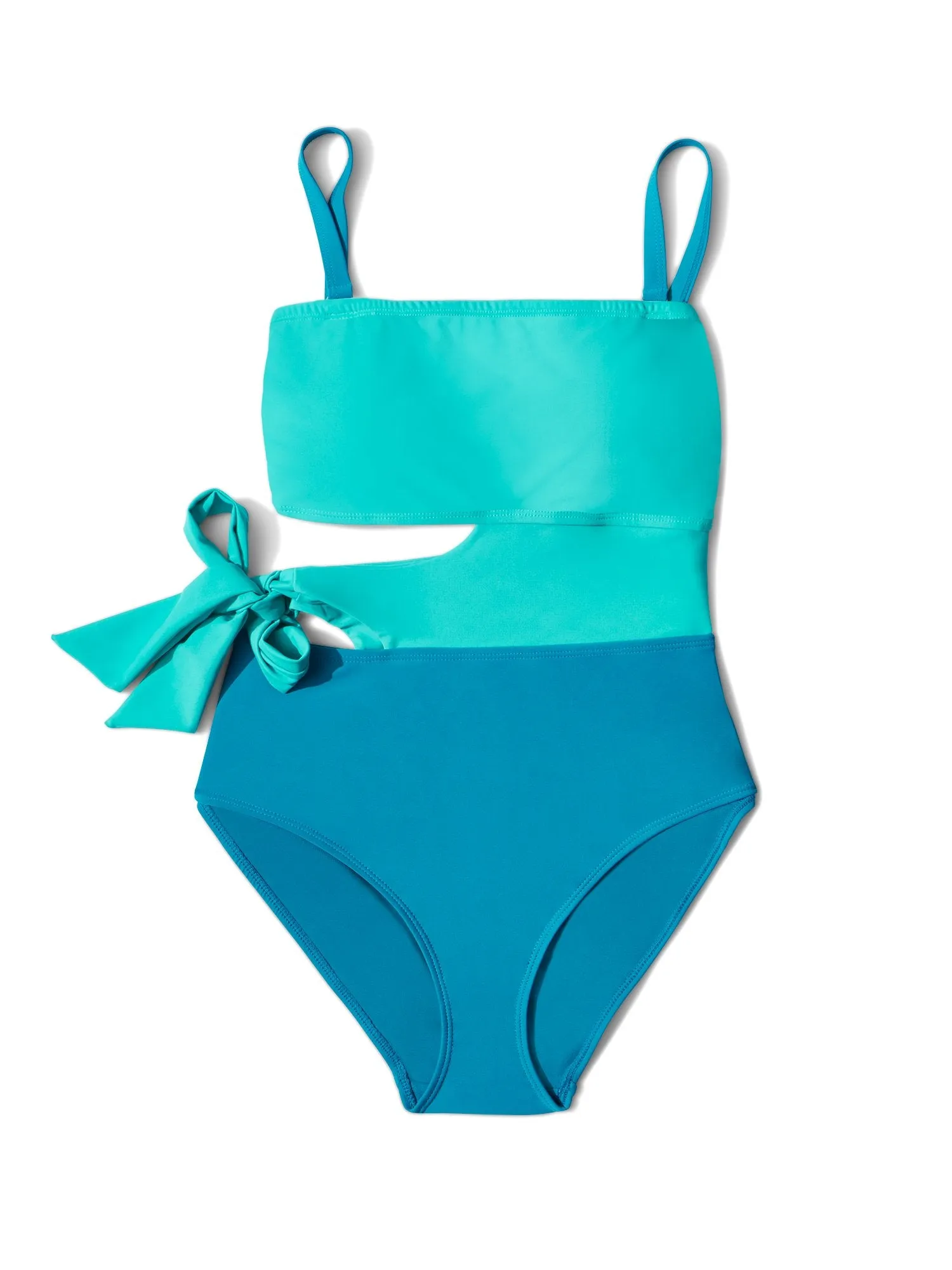 Colorblock Side-Tie Cut-Out One-Piece Swimsuit - NY&C Swimwear