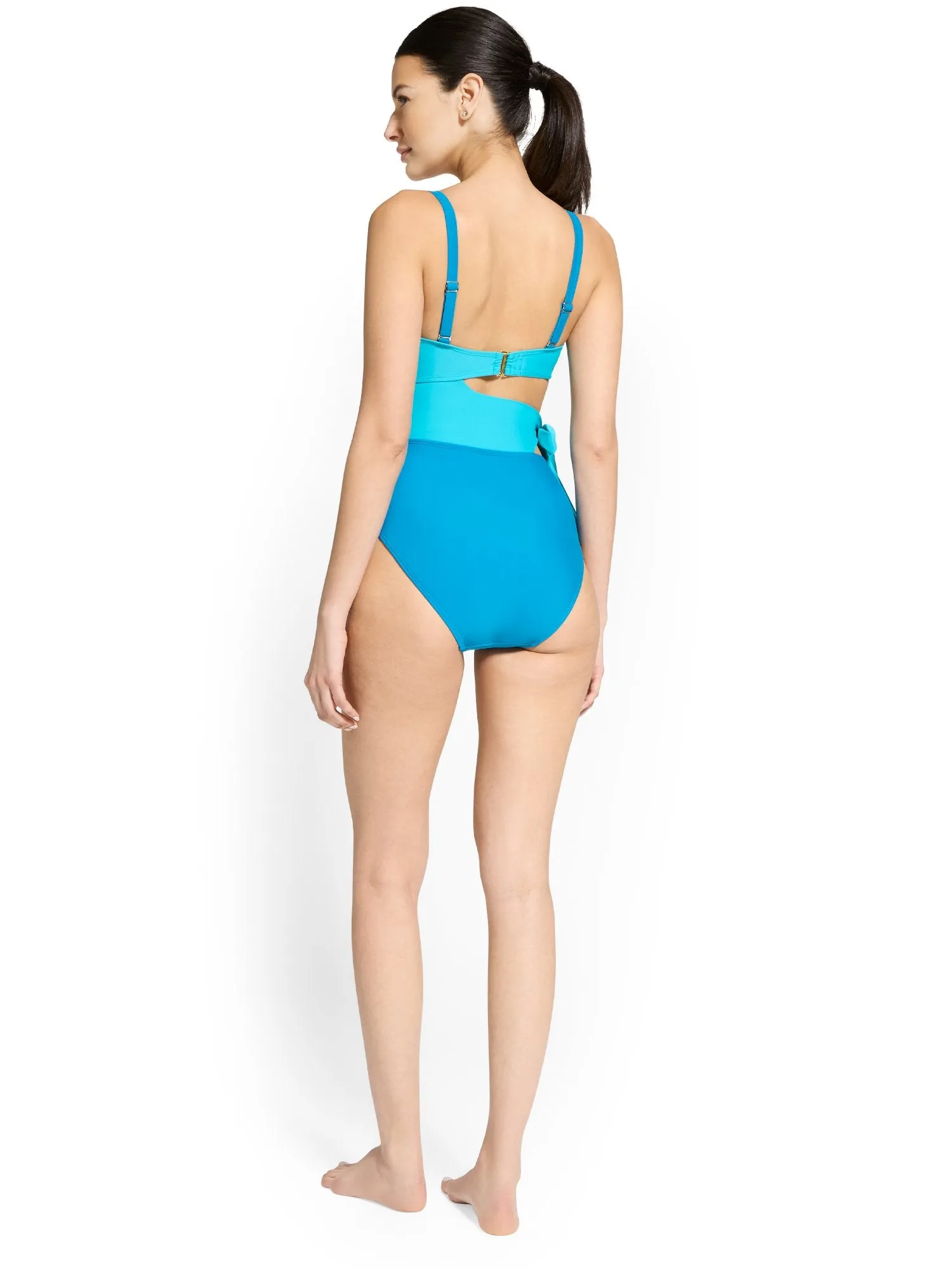Colorblock Side-Tie Cut-Out One-Piece Swimsuit - NY&C Swimwear