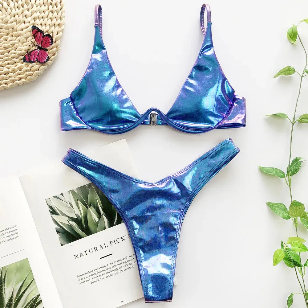 Crumpled Wrinkle Gradient Swimsuits