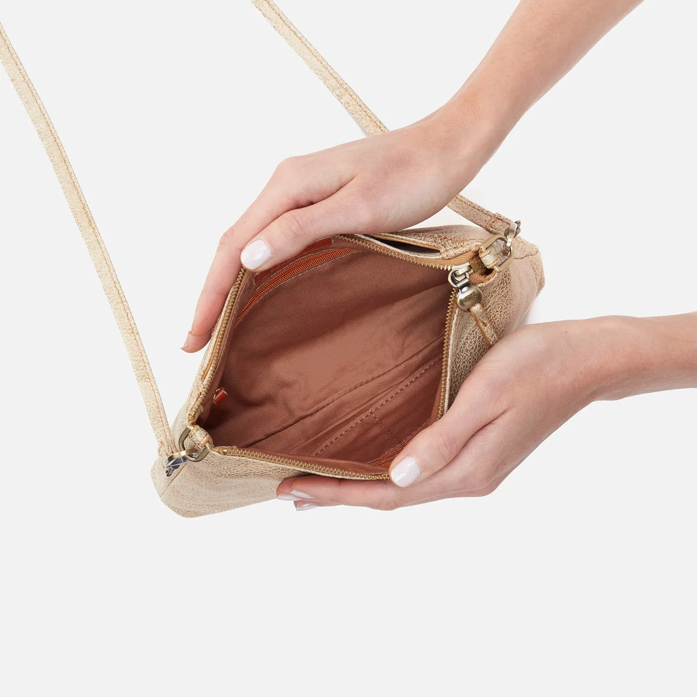 Darcy Crossbody In Metallic Leather - Gold Leaf