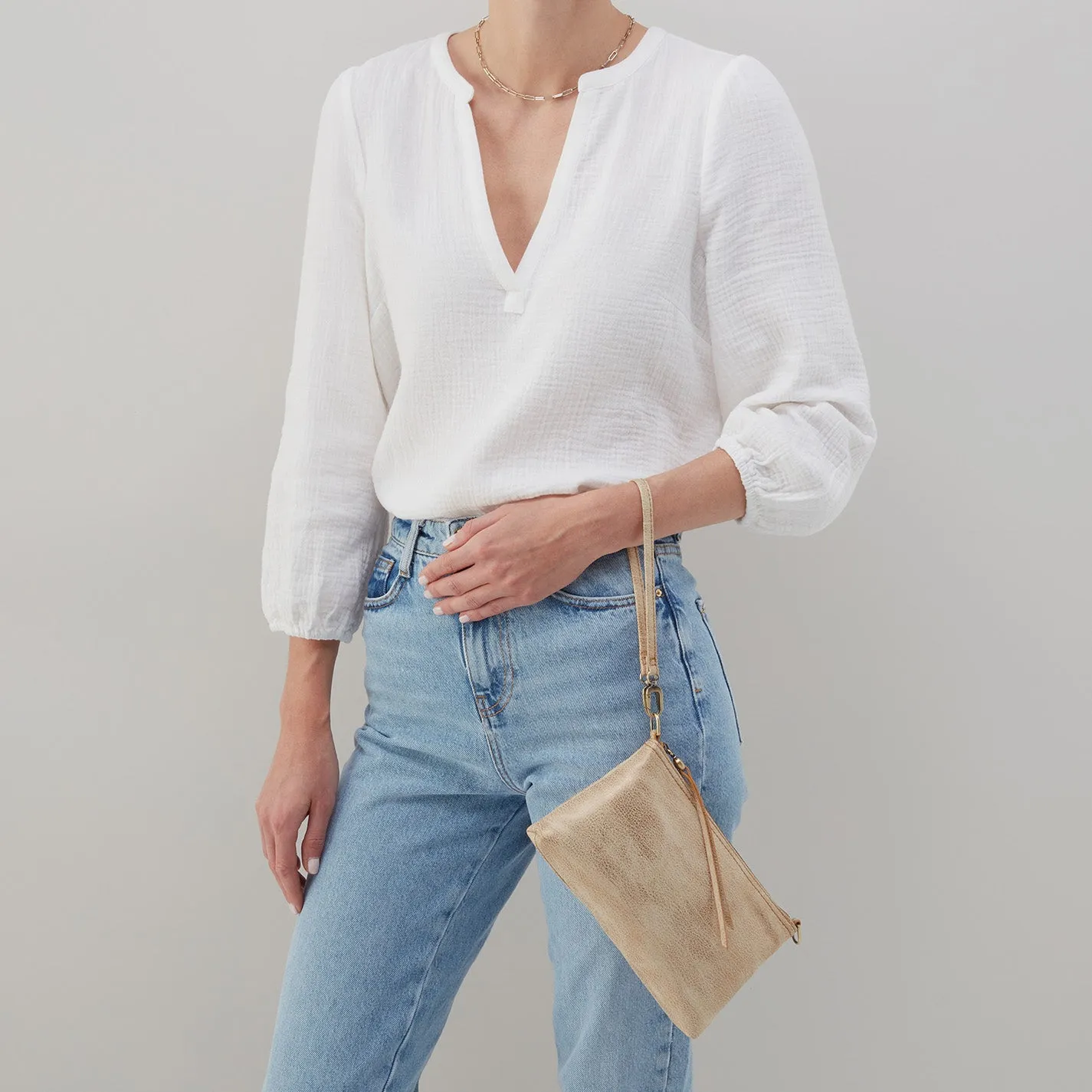Darcy Crossbody In Metallic Leather - Gold Leaf
