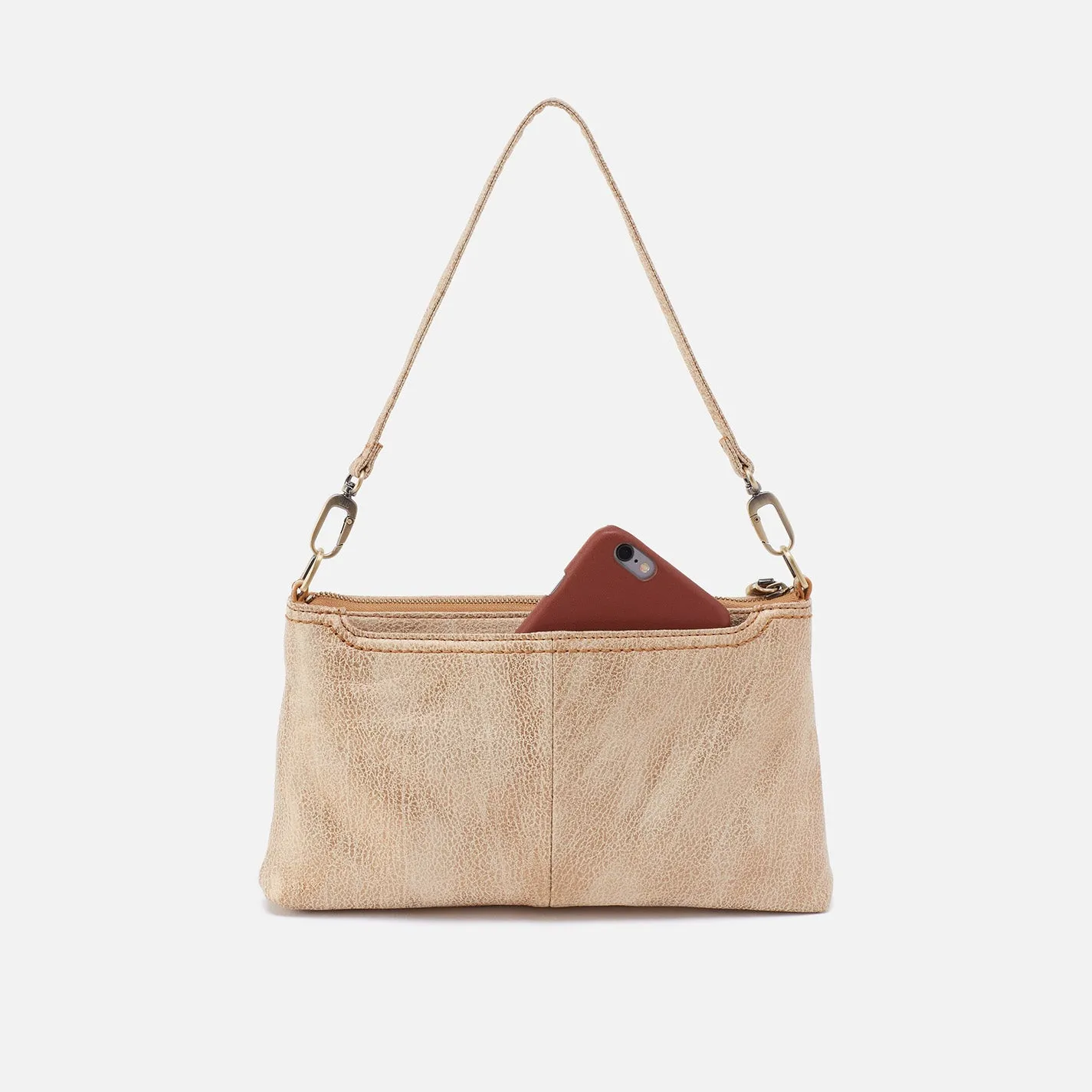 Darcy Crossbody In Metallic Leather - Gold Leaf