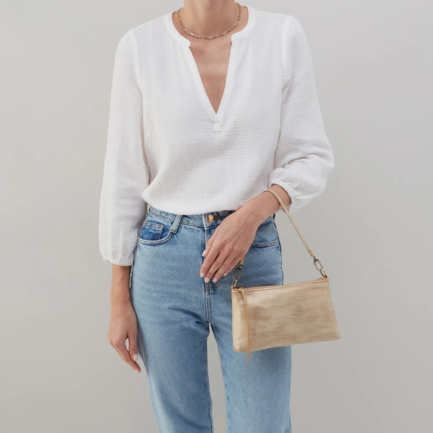 Darcy Crossbody In Metallic Leather - Gold Leaf