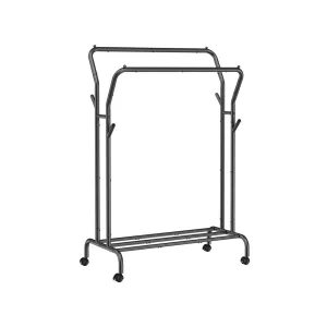 Double-Rod Clothes Rack with Wheels 40.7 Inches