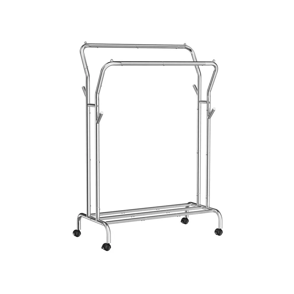 Double-Rod Clothes Rack with Wheels 40.7 Inches