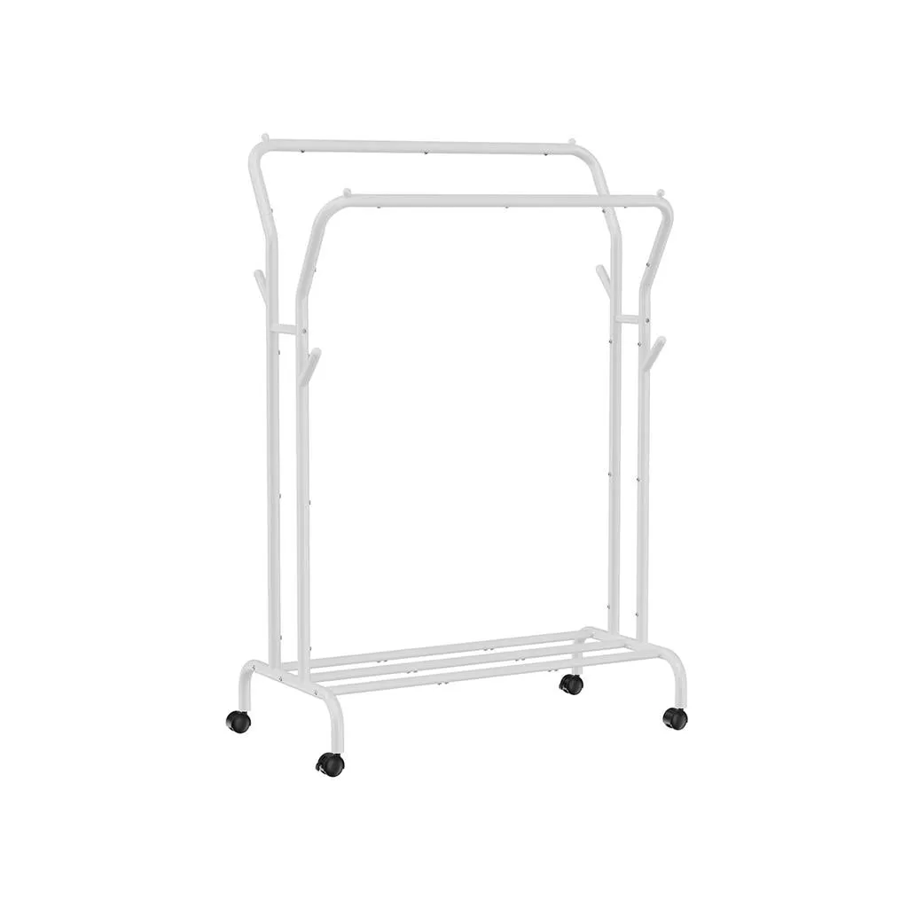Double-Rod Clothes Rack with Wheels 40.7 Inches