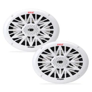 Dual 6'' X 9'' Water Resistant Marine Speakers, 2-Way Full Range Stereo Sound, 260 Watt, White