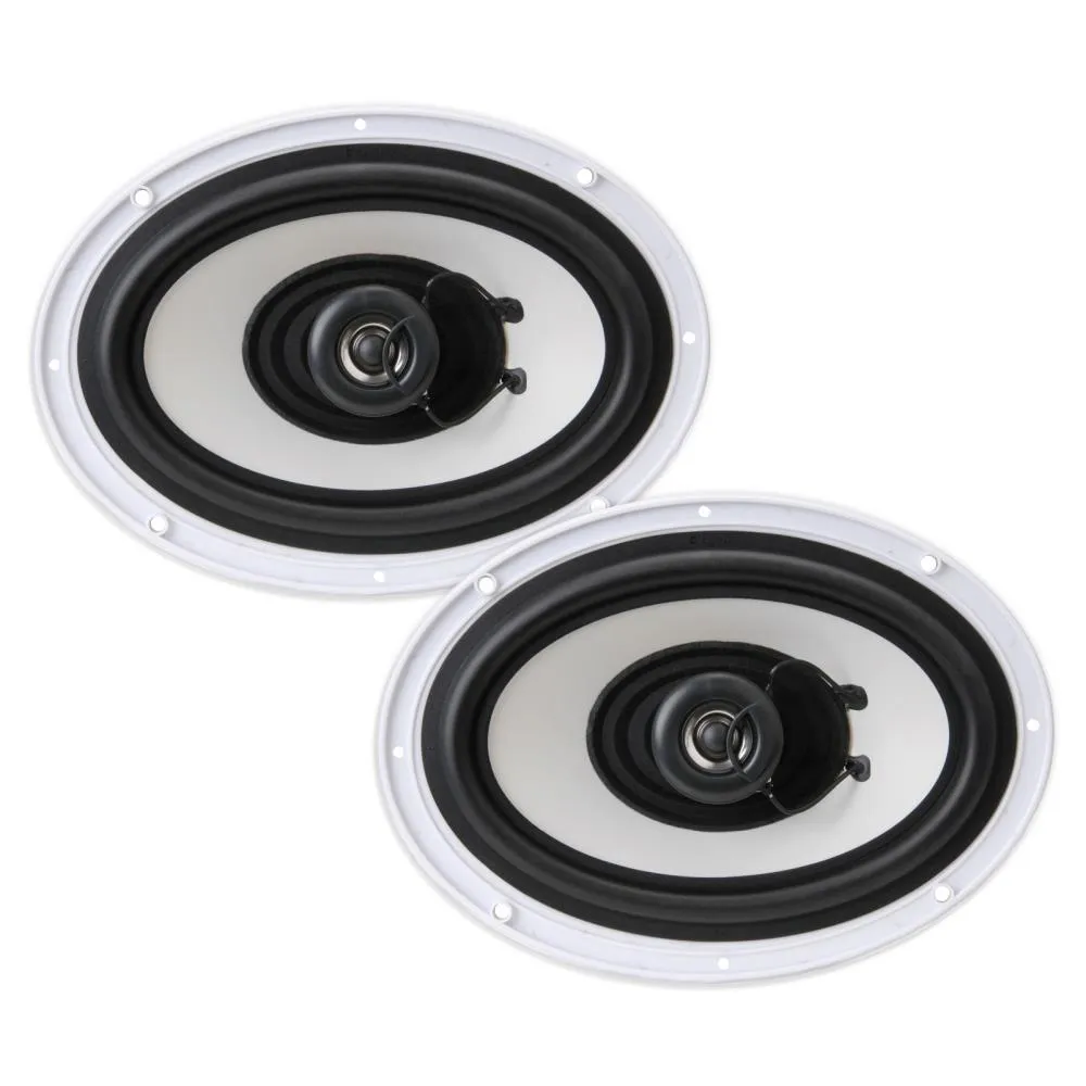 Dual 6'' X 9'' Water Resistant Marine Speakers, 2-Way Full Range Stereo Sound, 260 Watt, White
