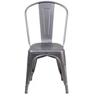 Farmhouse Industrial Gunmetal Stackable Dining Chairs (Set Of Two)