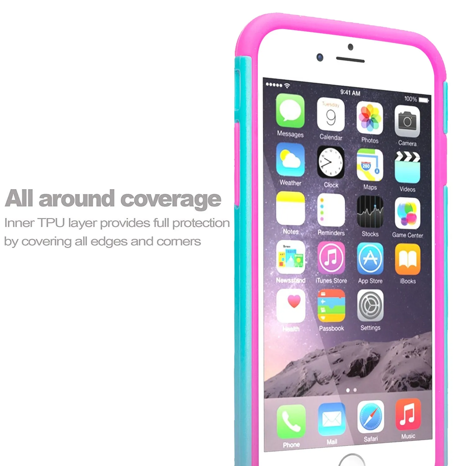 For Apple iPhone 7 Case, Slim Hybrid Crystal Rhinestone Dual Layer [Shock Resistant] Protective Cover for iPhone 7 - Teal Flower
