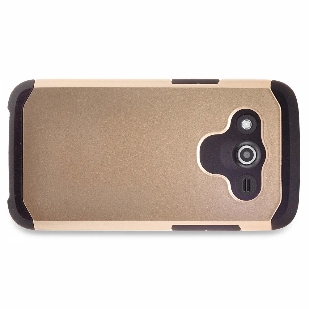 Galaxy Avant Case, [Impact Resistant] Slim Hybrid Dual Layer Armor Defender Protective Case Cover for Galaxy Avant/G386T - Gold/Black