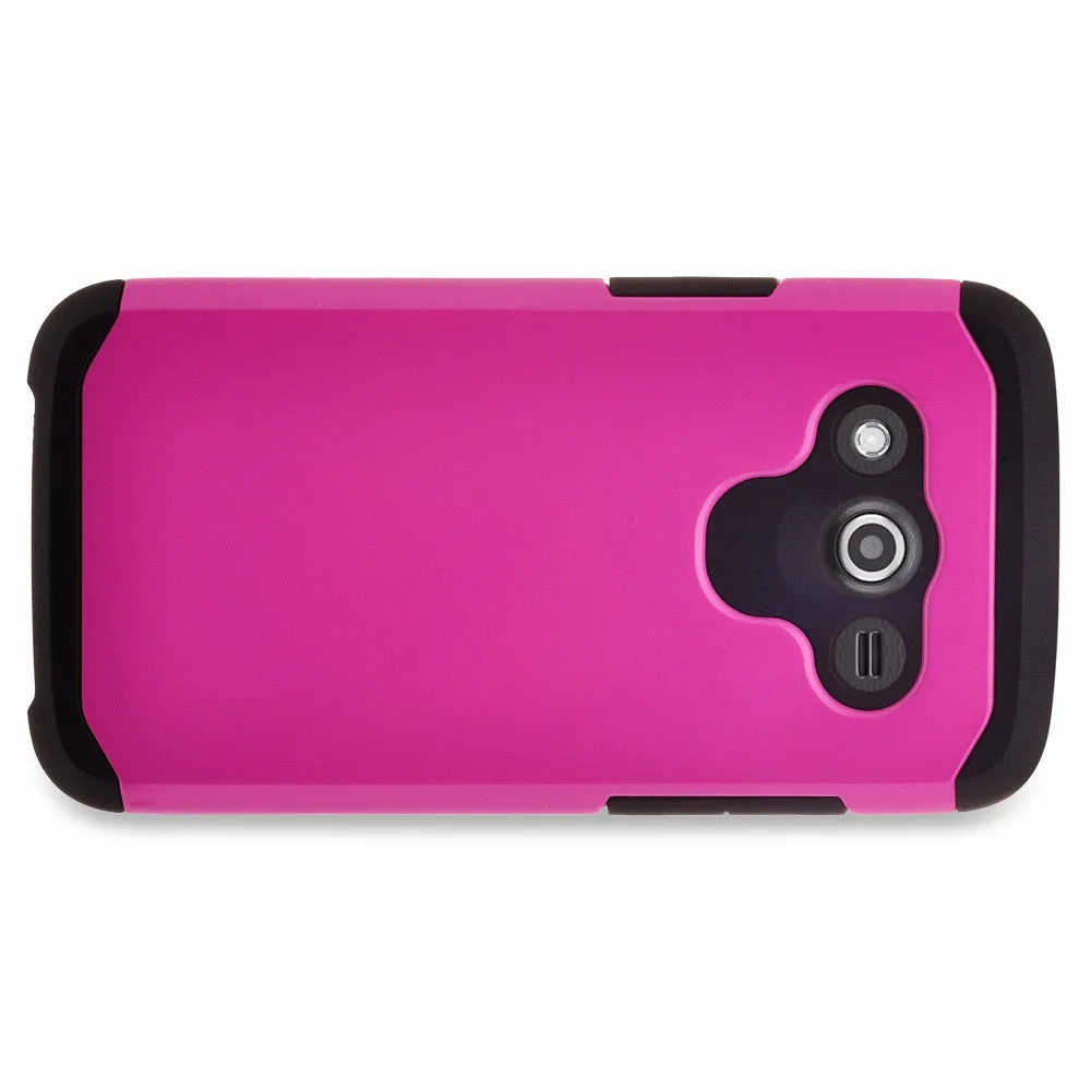 Galaxy Avant Case, [Impact Resistant] Slim Hybrid Dual Layer Armor Defender Protective Case Cover for Galaxy Avant/G386T - Hot Pink/Black