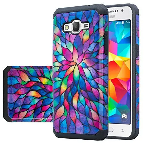 Galaxy Core Prime Case, Samsung Galaxy Core Prime [Impact Resistant] Hybrid Dual Layer Armor Defender Protective Case Cover for Core Prime, Rainbow
