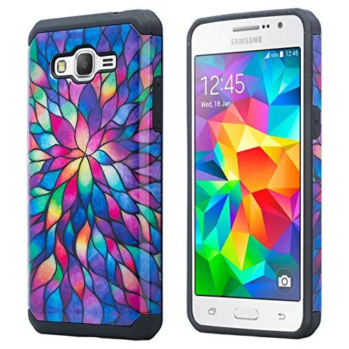 Galaxy Core Prime Case, Samsung Galaxy Core Prime [Impact Resistant] Hybrid Dual Layer Armor Defender Protective Case Cover for Core Prime, Rainbow