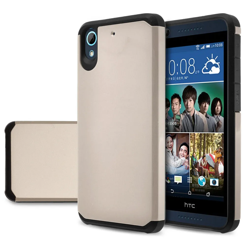 HTC Desire 626 Case, [Impact Resistant] Slim Hybrid Dual Layer Armor Defender Protective Case Cover for HTC Desire 626 - Silver