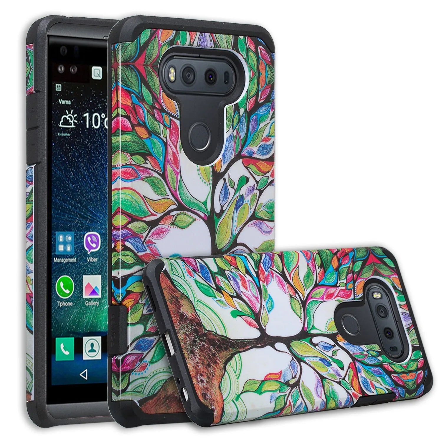 LG V20 Case, Slim Dual Layer Protective Armor Hybrid Case for LG V20 - Colorful Tree