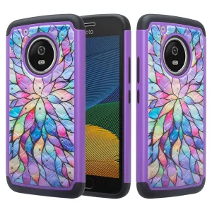 Motorola Moto G5 Plus Case, Moto G5 Plus Case, Slim Hybrid [Shock/Impact Resistant] Crystal Rhinestone Dual Layer Protective Cover for Moto G5 Plus - Rainbow Flower