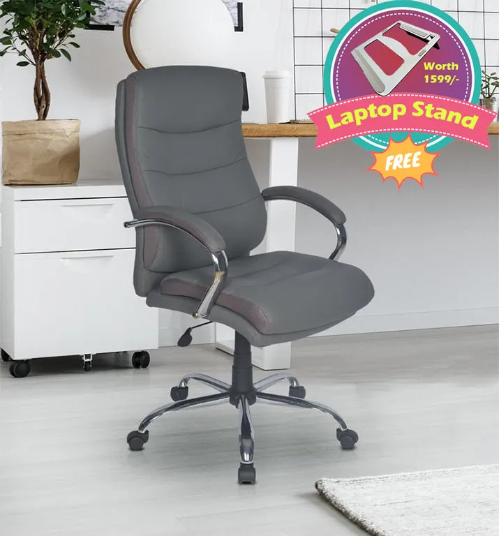 Nilkamal Neal High Back Office Chair (Grey) with Laptop Stand Complimentary