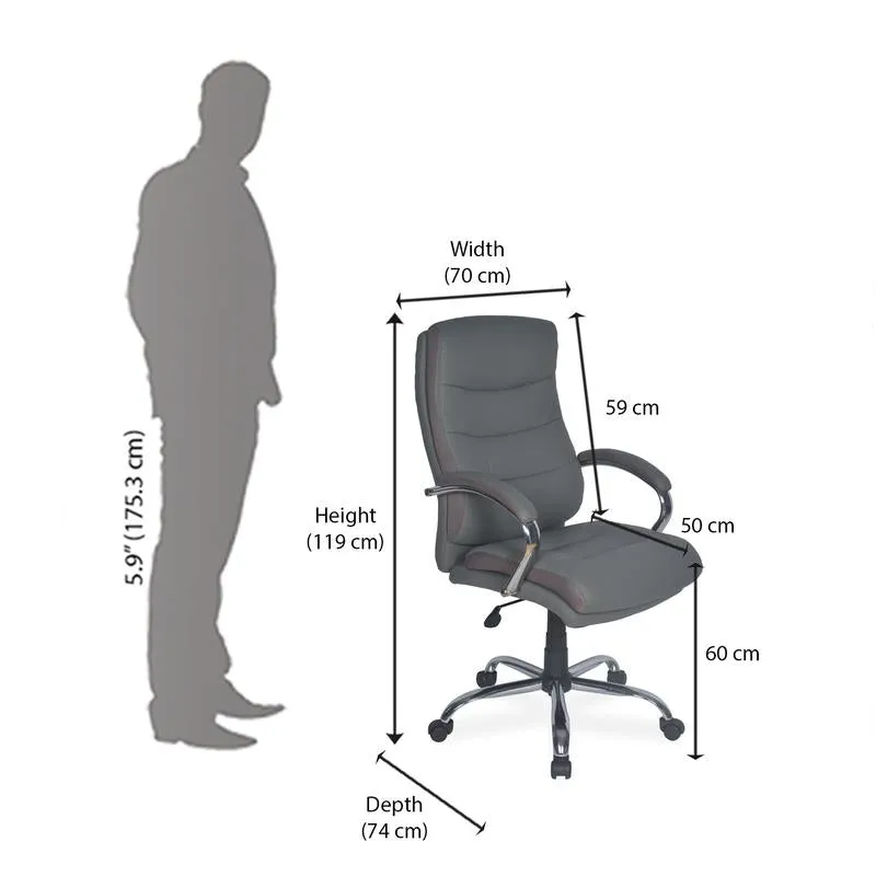 Nilkamal Neal High Back Office Chair (Grey) with Laptop Stand Complimentary