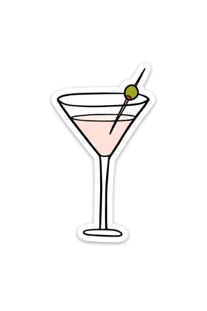 Pink Martini Glass Sticker