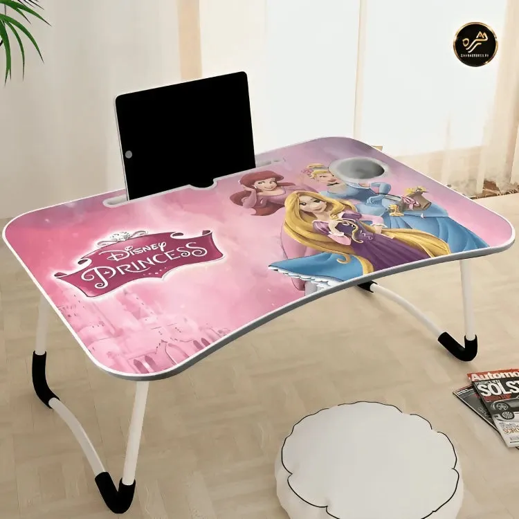 Princes Printed Laptop Table For Kids | Wood Portable Laptop Desk | Folding Home Laptop Desk For Bed & Sofa