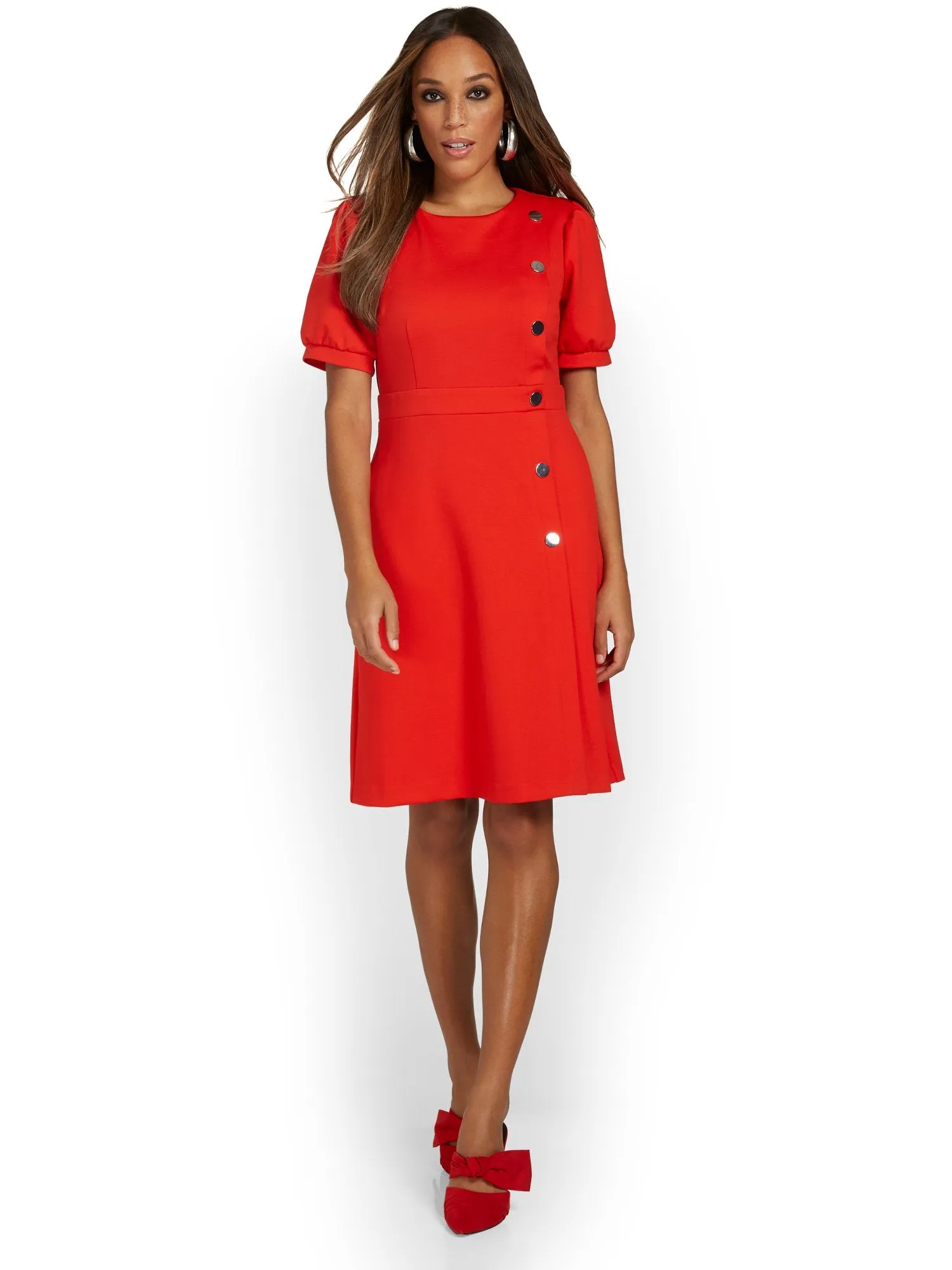 Puff-Sleeve Sheath Dress - Superflex