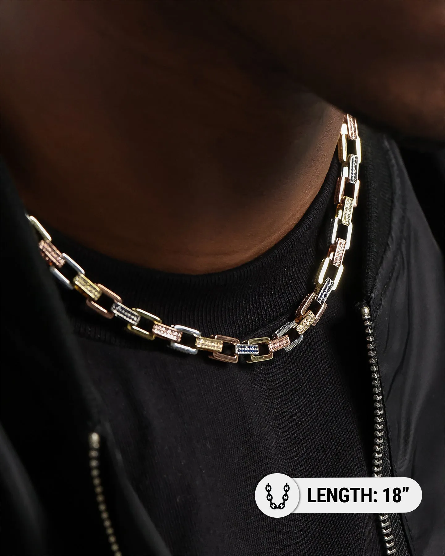 Saint Morta Tri Colour Chain 18" Iced Multi
