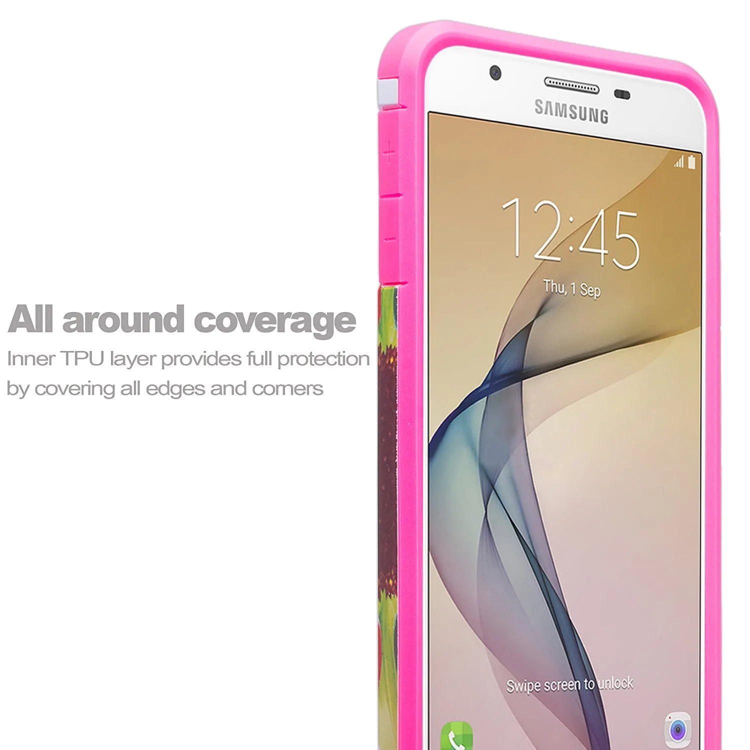 Samsung Galaxy J7 Prime, G610, Galaxy On 7 Case, Slim Hybrid [Shock Resistant] Dual Layer Protective Case Cover - Vivid Sunflower
