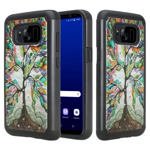Samsung Galaxy S8 Case, SM-G950 Case, Slim Hybrid [Shock/Impact Resistant] Crystal Rhinestone Dual Layer Protective Cover for Galaxy S8 - Vibrant Tree