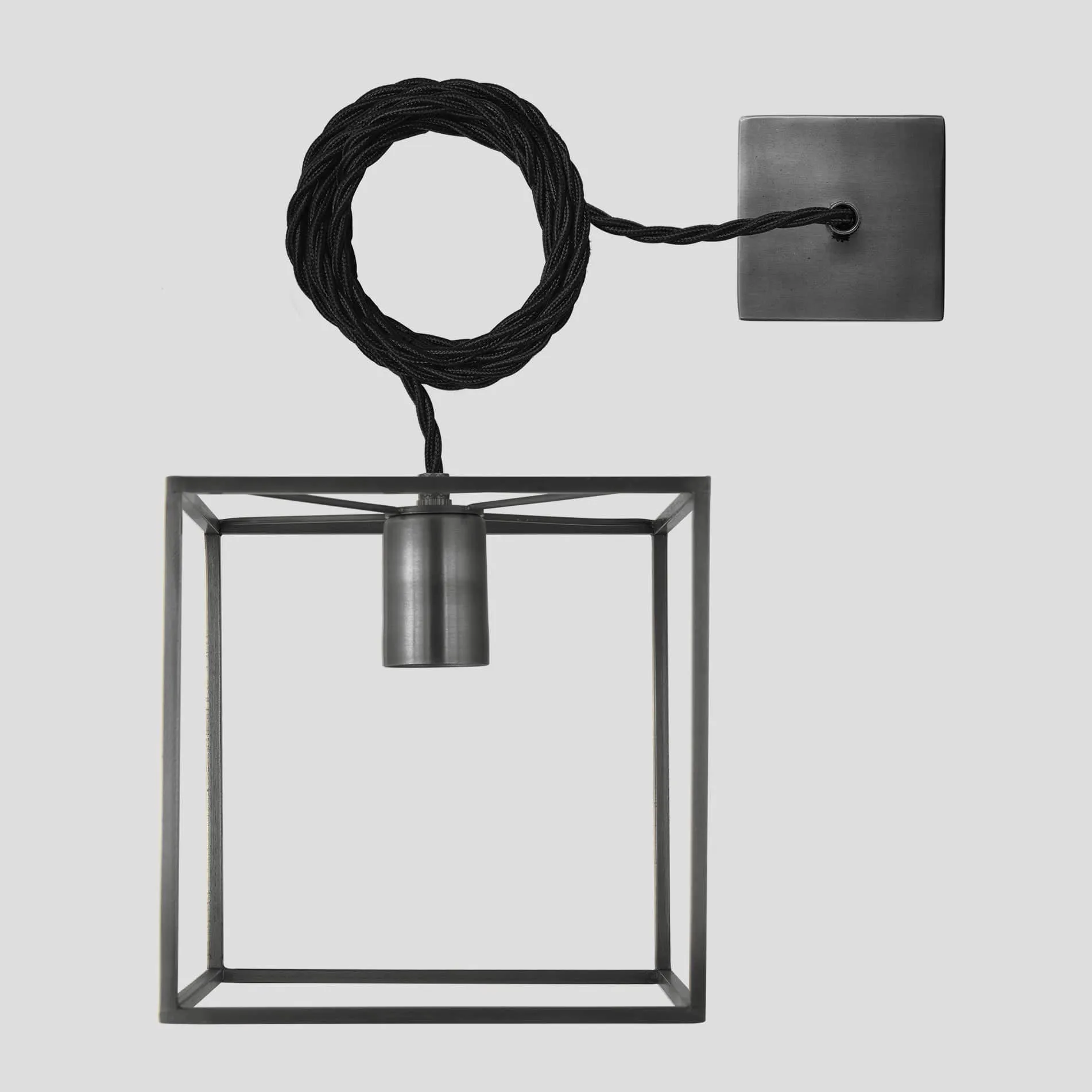 Sleek Cube Pendant Light - 8 Inch - Pewter