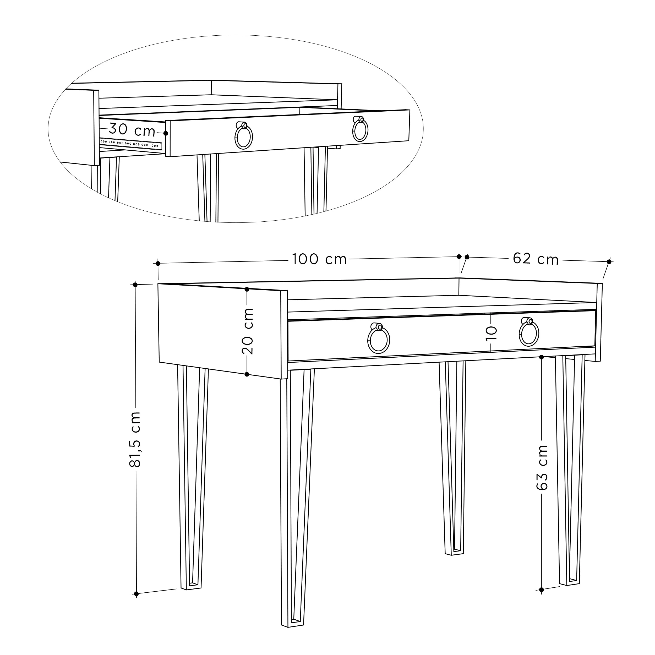 Sponge Study Desk Metal Legs With Drawer Width 100cm
