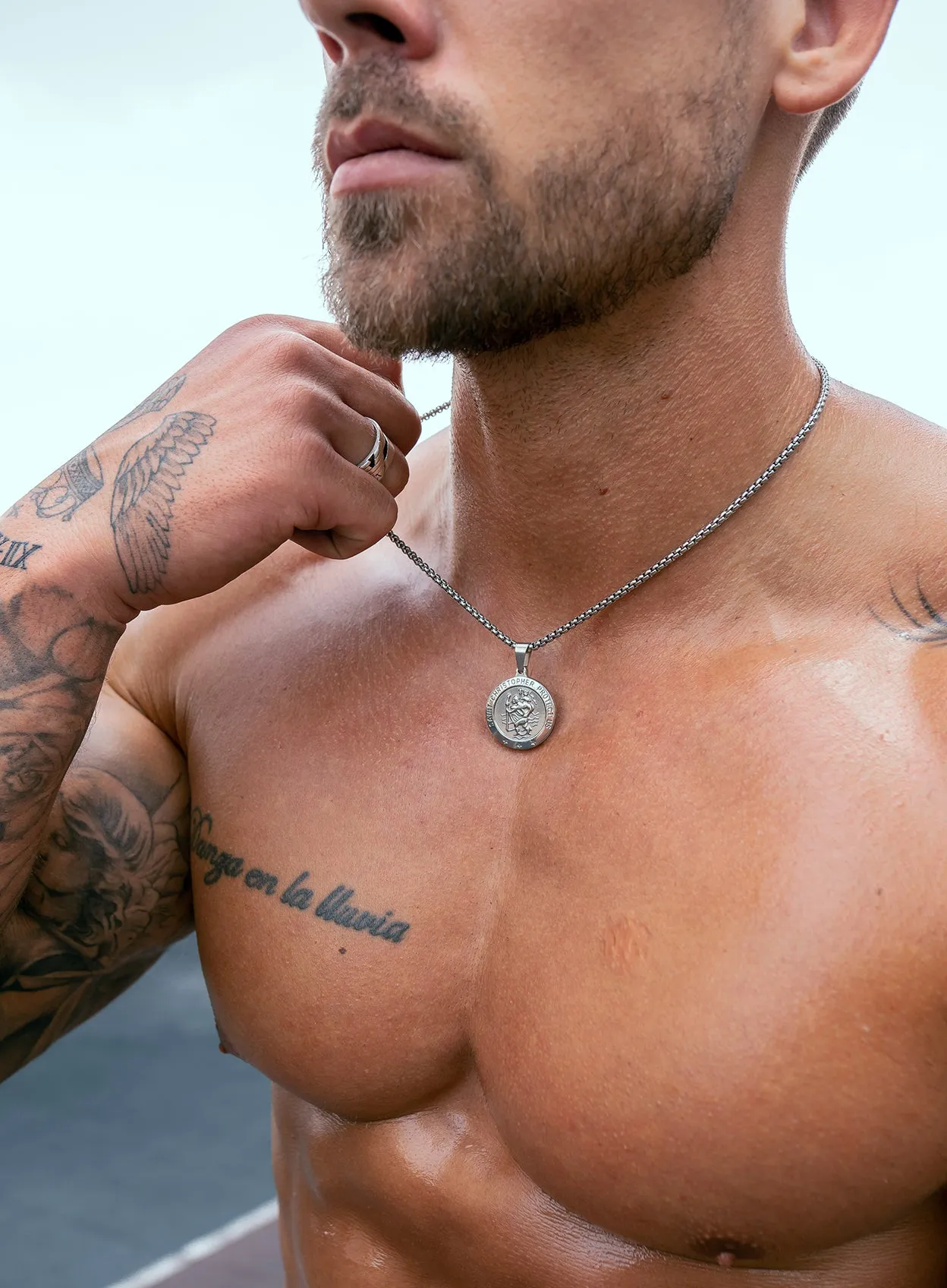 Sweatproof   Waterproof Saint Christopher Necklace