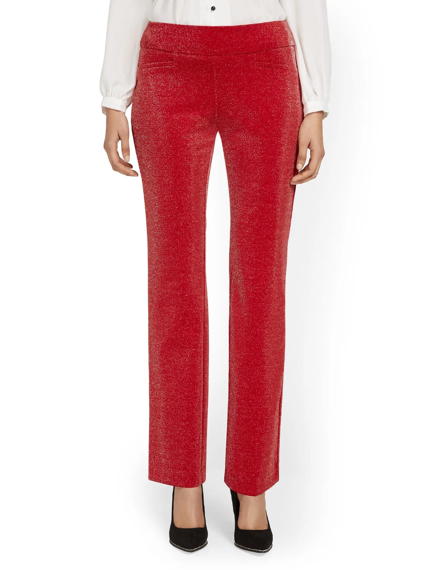 Tall Pull-On Glitter Straight-Leg Ponte Pant - Superflex