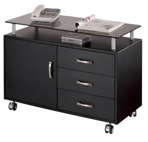 Techni Mobili Deluxe Rolling Glass Top Storage Cabinet
