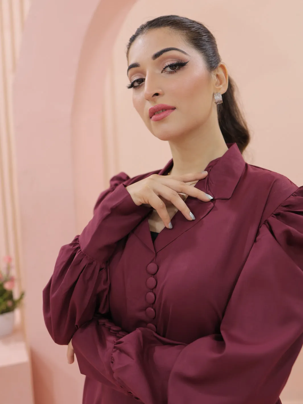 TNG Arha Co-Ord Set Wine Red Collection'2024