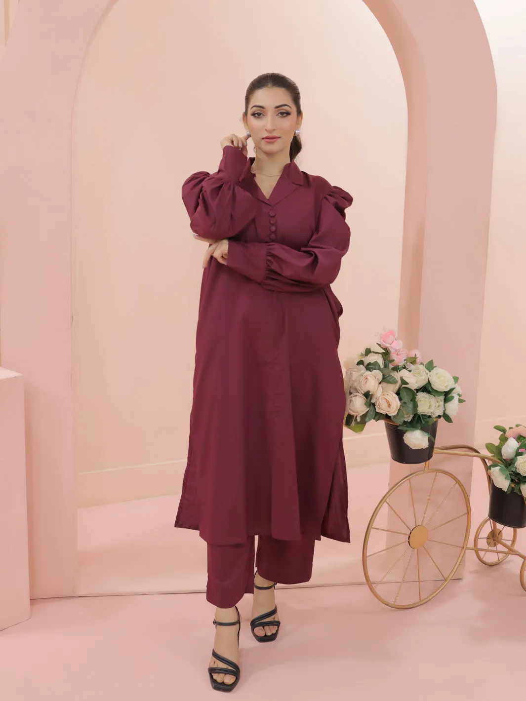 TNG Arha Co-Ord Set Wine Red Collection'2024