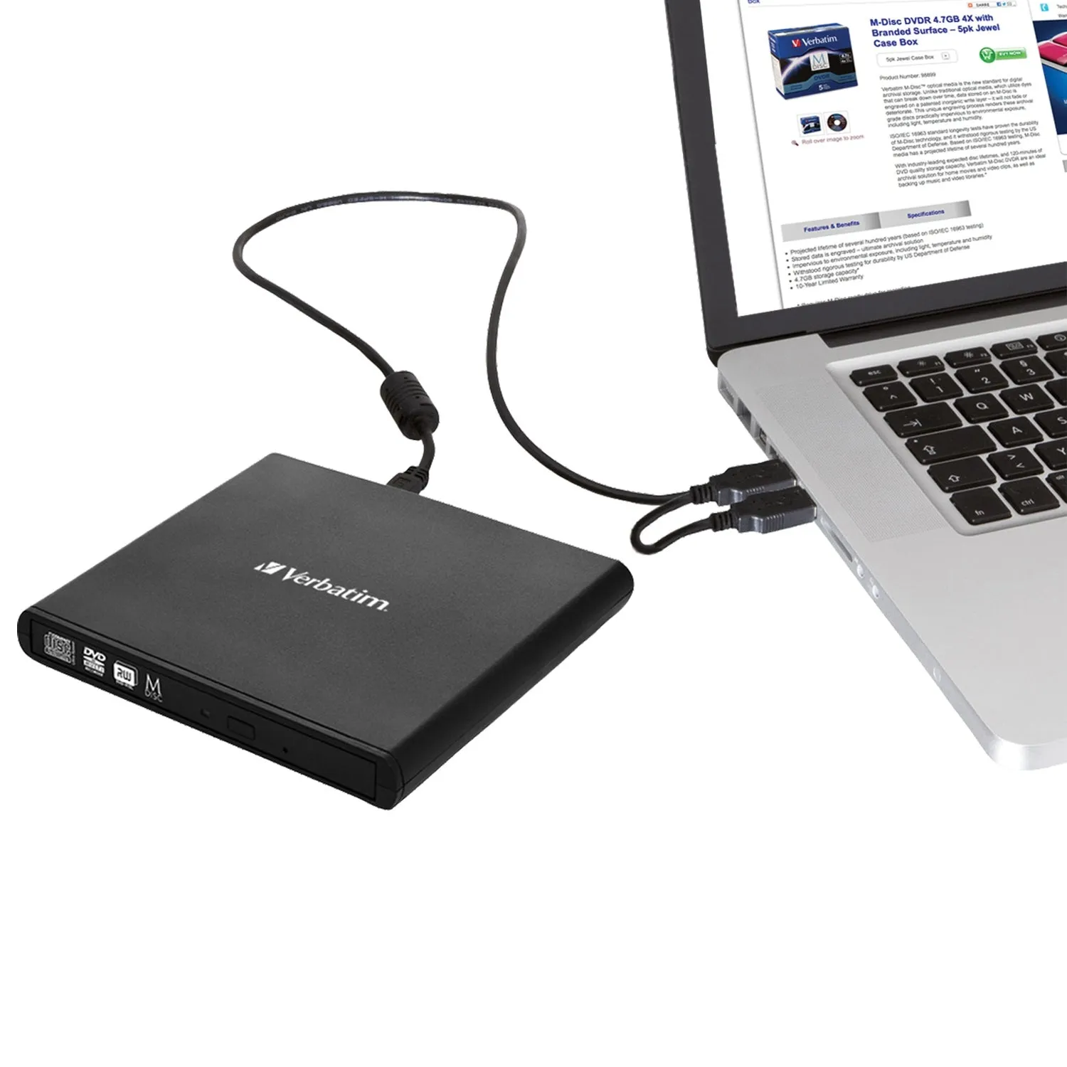 Verbatim Slimline External Dvd Drive - External - Black