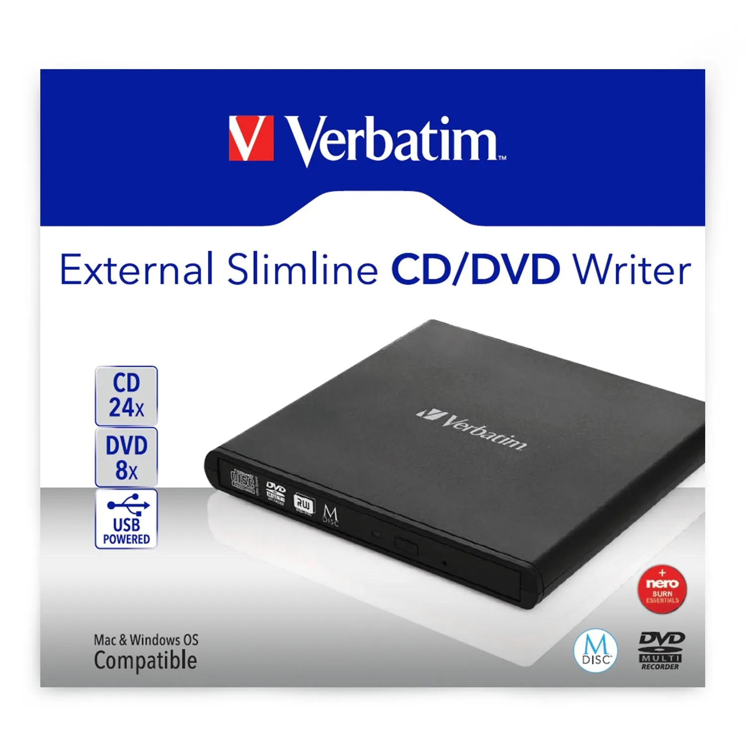 Verbatim Slimline External Dvd Drive - External - Black