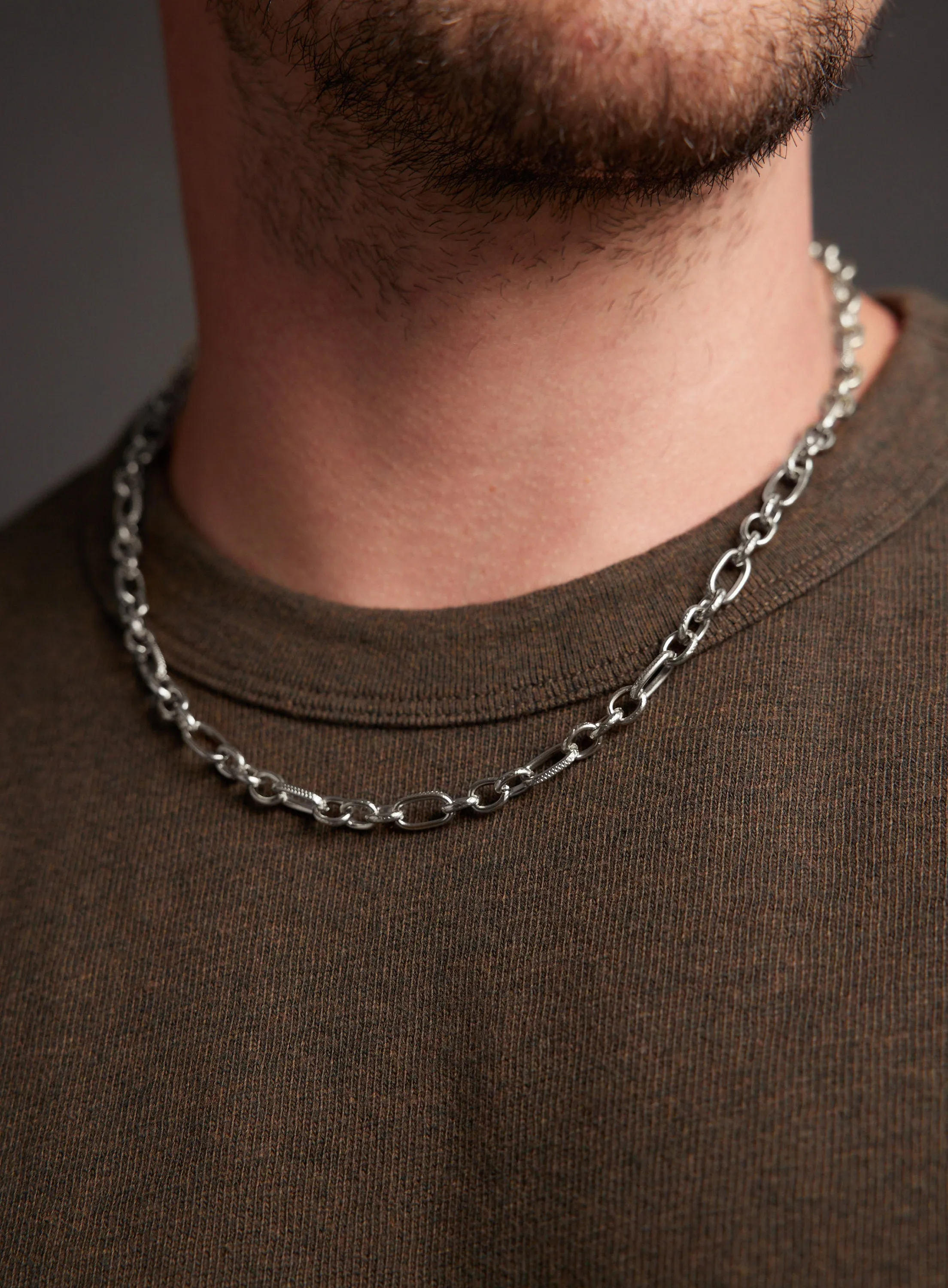Waterproof 7mm 316L Stainless Steel Textured Cable Chain