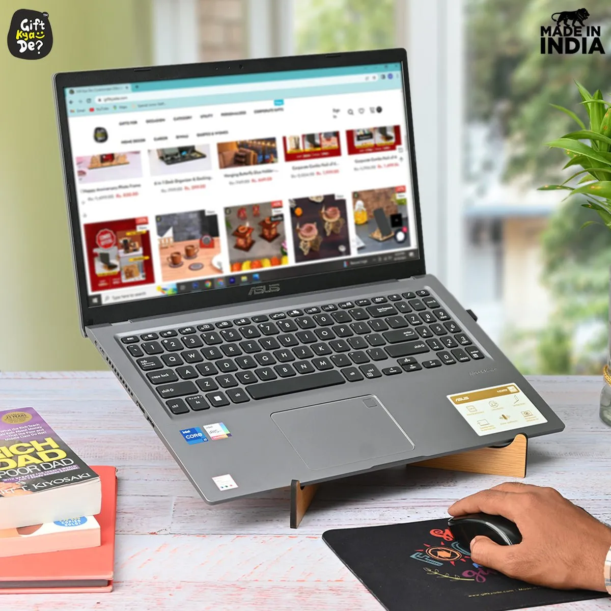 Wooden Portable Cross Laptop Stand | Laptop Accessories | Eco-Friendly | Corporate Gifts